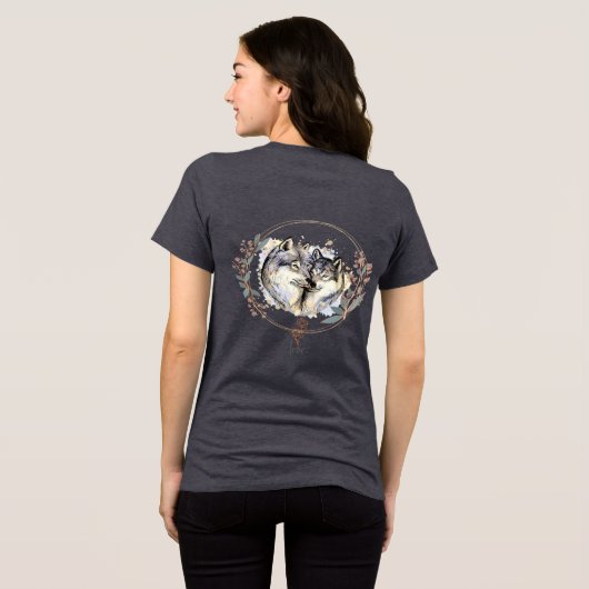 Wild Affection – Wolves in Love Illustration Tri-Blend Shirt (Achterkant volledig)