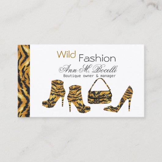 Wild Africa Posh Chic Cougar Mode Designer Visitekaartje (Voorkant)