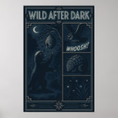 Wild After Dark - Nocturnal Wildlife Comic Scene Poster (Voorkant)