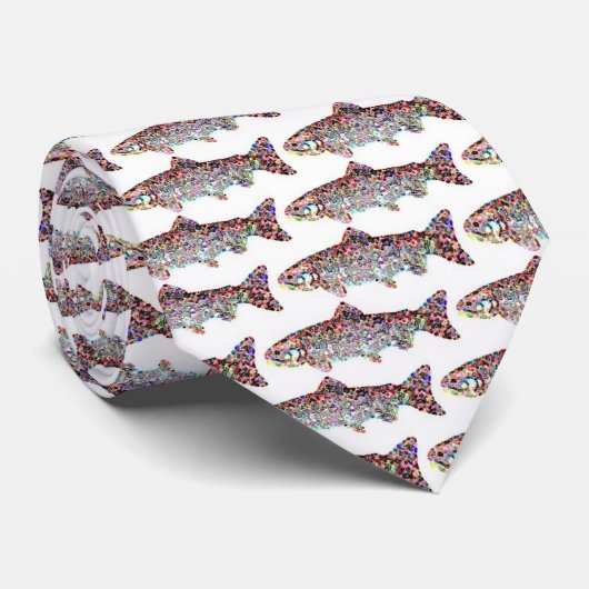 Wild Alaskan phycodelic Salmon Fish Stropdas (Opgerold)