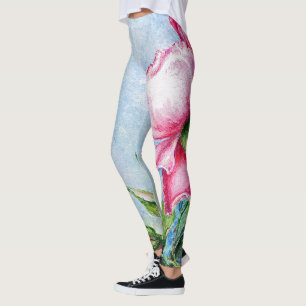 Wild als een rood rozen bloemenschildering in wate leggings