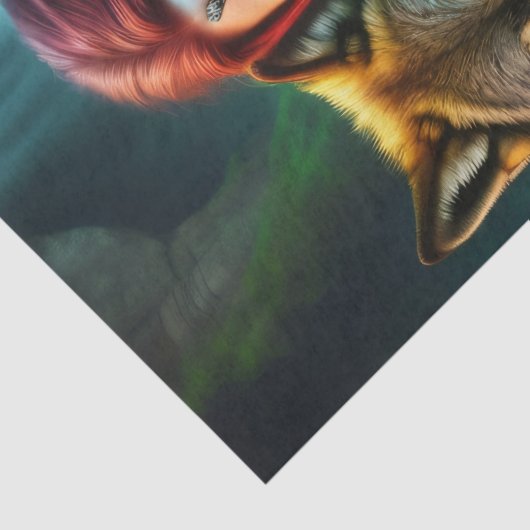 Wild Amazonian Woman and her Wolf Tissuepapier (Detail)