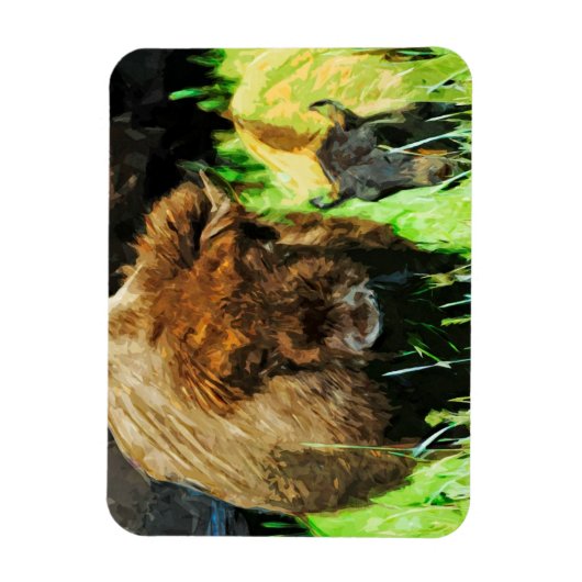 Wild American Bison met Calf Abstract Magneet (Verticaal)