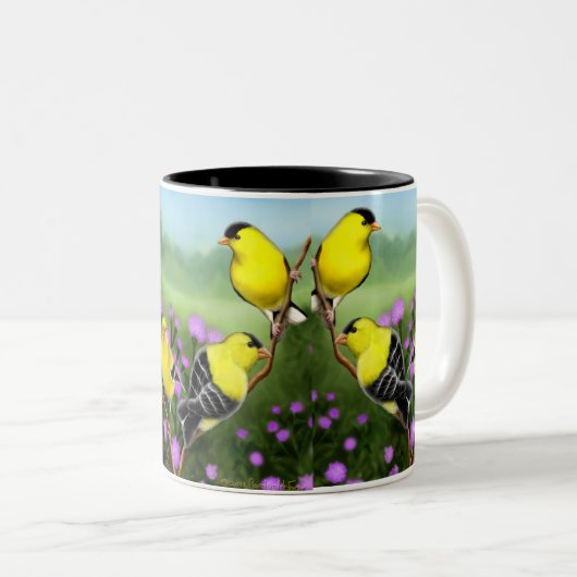 Wild American Goldfinches Mok (Voorkant rechts)