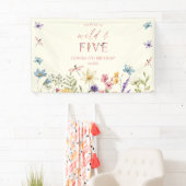 Wild and Five Wildflower 5e verjaardagsfeestje Spandoek (Insitu)