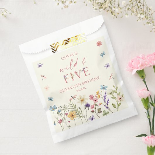 Wild and Five Wildflower 5th Birthday Party Bedankzakje (Gezegeld)