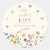 Wild and Five Wildflower 5th Birthday Party Ronde Sticker (Voorkant)