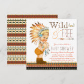 Wild and Free Boys Tribal Baby shower Kaart (Voorkant / Achterkant)