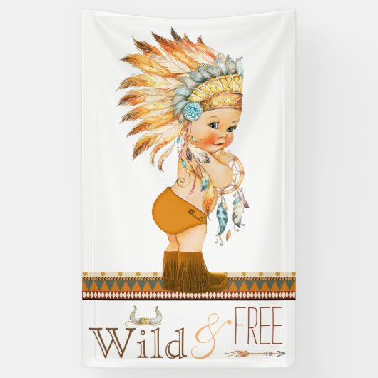 Wild and Free Boys Tribal Baby shower Spandoek (Verticaal)