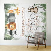 Wild And Onederful Jungle 1st Birthday Backdrop Wandkleed (In Situ (horizontaal))