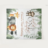 Wild And Onederful Jungle 1st Birthday Backdrop Wandkleed (Voorkant (horizontaal))