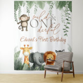 Wild And Onederful Jungle 1st Birthday Backdrop Wandkleed (In situ)