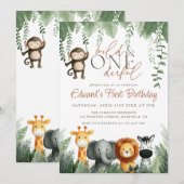 Wild And Onederful Jungle 1st Birthday Kaart (Voorkant / Achterkant)