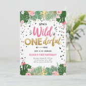 Wild and Onederful Safari Wild One Girl Birthday Kaart (Staand voorkant)