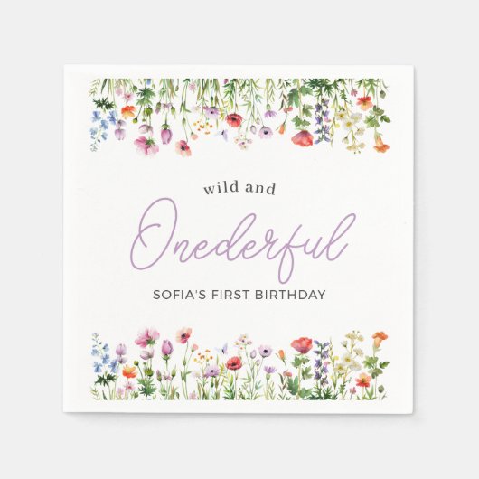 Wild and Onederful Wildflower 1st Birthday Servet (Voorkant)