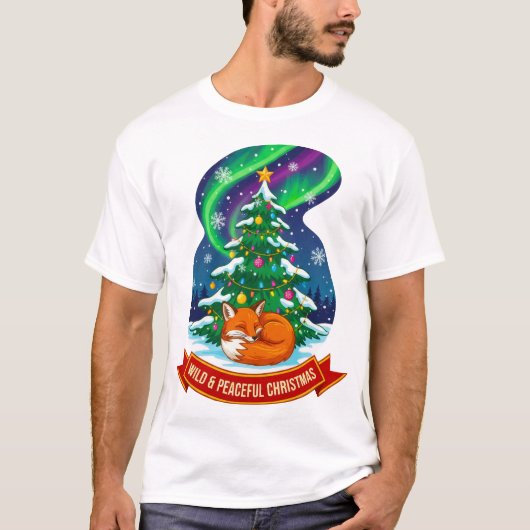 Wild and Peaceful Christmas Fox Design T-shirt (Voorkant)