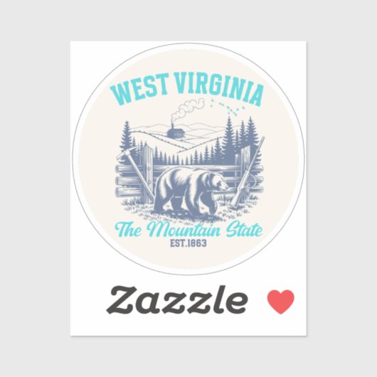 Wild and Scenic West Virginia State Pride Design Sticker (Vel)