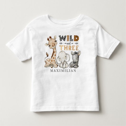 Wild and Three Birthday Oerwoud Baby T-Shirt (Voorkant)