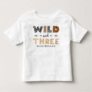 Wild and Three Birthday safari Baby T-Shirt