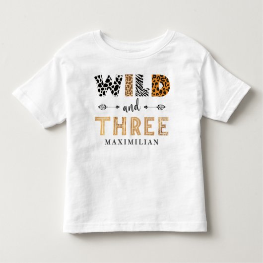 Wild and Three Birthday safari Baby T-Shirt (Voorkant)