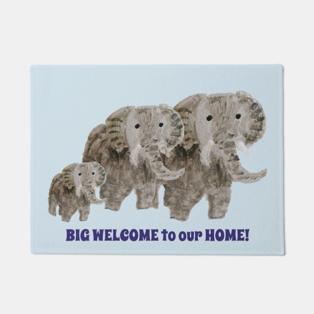 Wild Animal Art Olifanten Welkom Deurmat (Voorkant)