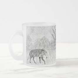 Wild Animal Art Wolf Monochrome Matglas Koffiemok