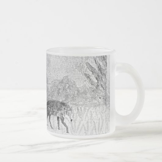 Wild Animal Art Wolf Monochrome Matglas Koffiemok (Rechts)