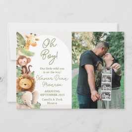 Wild Animal Baby Announcement Card Aankondiging