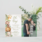 Wild Animal Baby Announcement Card Aankondiging (Staand voorkant)