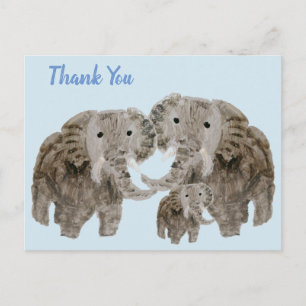 Wild Animal Baby Elephant Family Bedankt Briefkaart