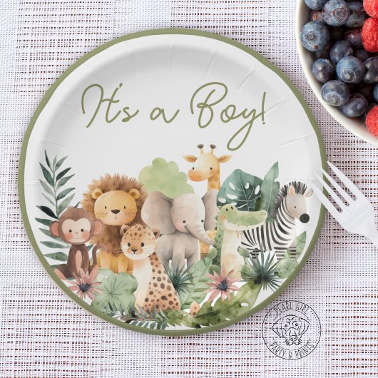 Wild Animal Baby Shower Paper Plate Papieren Bordje