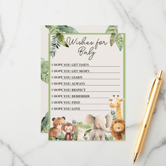 Wild Animal Baby Wishes Game Advieskaart (Voorkant / Achterkant in situ)