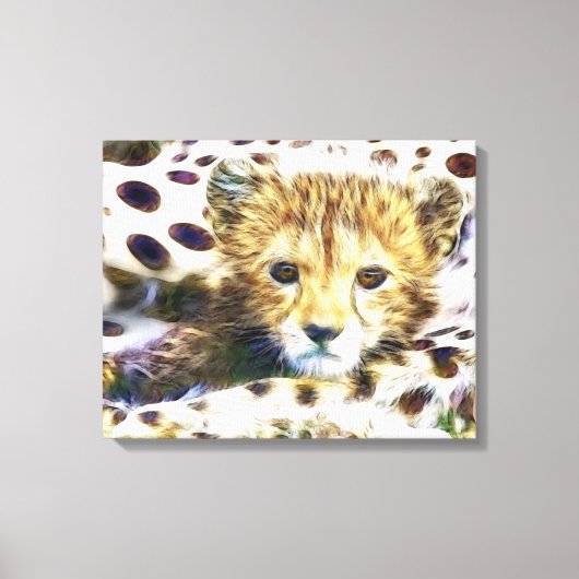 Wild Animal Cheetah Cub Wrapped Canvas (Voorkant)