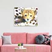 Wild Animal Cheetah Cub Wrapped Canvas (Insitu (Woonkamer))
