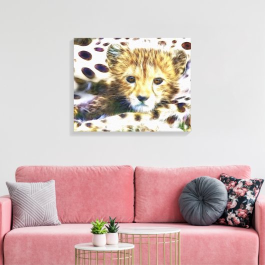 Wild Animal Cheetah Cub Wrapped Canvas (Insitu (Woonkamer))