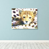 Wild Animal Cheetah Cub Wrapped Canvas (Insitu (Houten vloer))