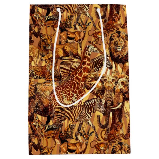 Wild Animal Collage Safari ID1149 Medium Cadeauzakje (Voorkant)