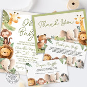 Wild Animal Flat Thank You Card Notitiekaartje