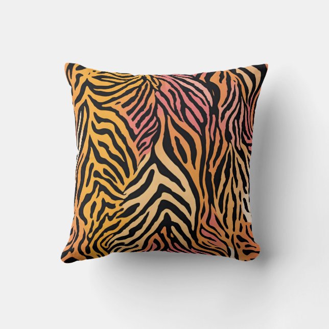 Wild Animal Gestreepte Asymmetrische Print Design  Kussen (Achterkant)