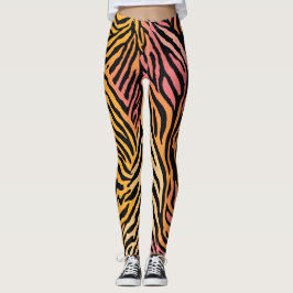 Wild Animal Gestreepte Asymmetrische Print Design Leggings