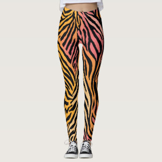 Wild Animal Gestreepte Asymmetrische Print Design Leggings