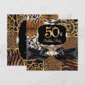 Wild Animal Gold Black Diamond 50e verjaardag Kaart (Voorkant / Achterkant)