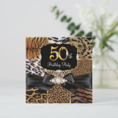Wild Animal Gold Black Diamond 50e verjaardag Kaart (Staand voorkant)