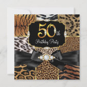 Wild Animal Gold Black Diamond 50e verjaardag Kaart (Voorkant)