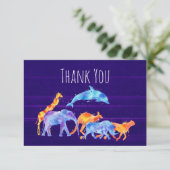 Wild Animal Herd op Paars Abstract Dank je wel Bedankkaart (Staand voorkant)