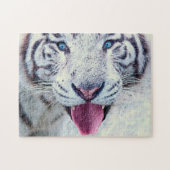 Wild Animal Jigzaag Puzzles, sluit witte tijger af Legpuzzel (Horizontaal)