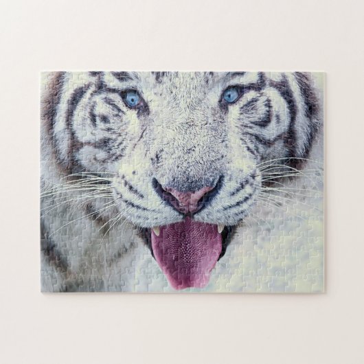 Wild Animal Jigzaag Puzzles, sluit witte tijger af Legpuzzel (Horizontaal)