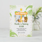 Wild Animal Oerwoud Safari Verjaardagsfeest Kaart (Staand voorkant)