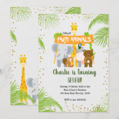 Wild Animal Oerwoud Safari Verjaardagsfeest Kaart (Voorkant / Achterkant)