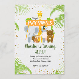 Wild Animal Oerwoud Safari Verjaardagsfeest Kaart